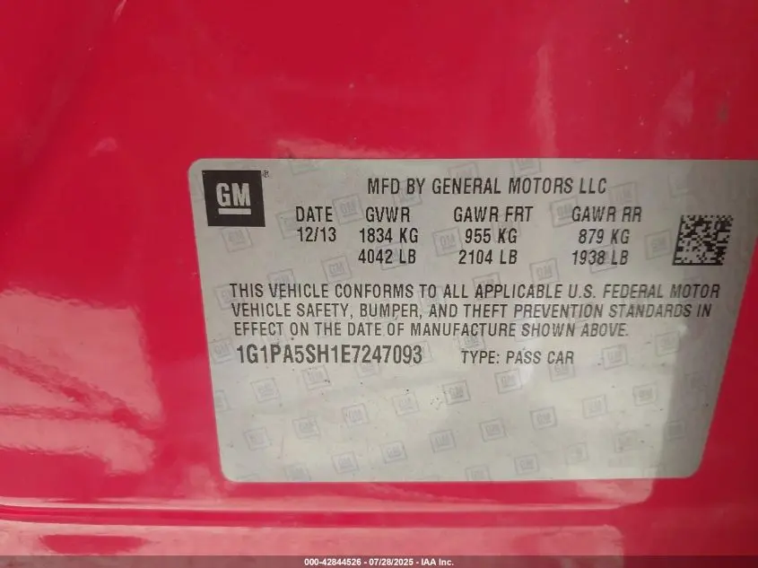 2014 CHEVROLET CRUZE LS AUTO