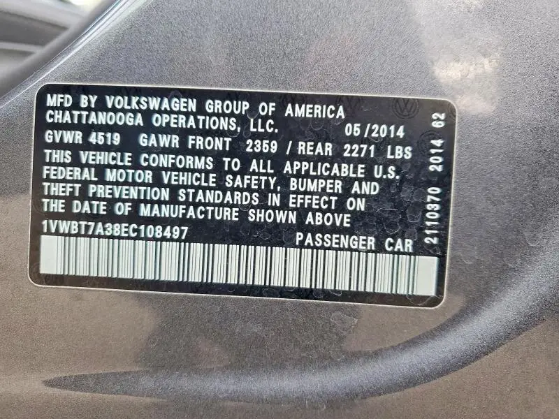 2014 VOLKSWAGEN PASSAT SE  
