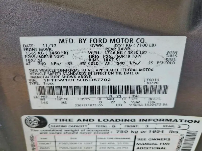 2013 FORD F150 SUPERCREW  