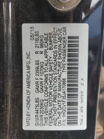 2018 HONDA ACCORD SPORT  