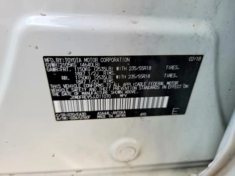 2018 TOYOTA RAV4 LIMITED  