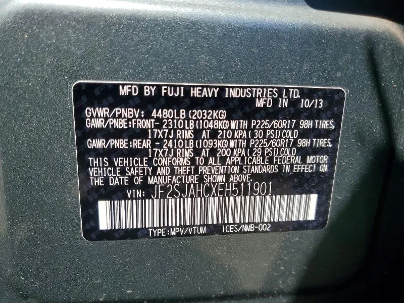 2014 SUBARU FORESTER 2.5I LIMITED  