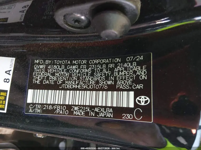 2024 TOYOTA COROLLA HYBRID LE