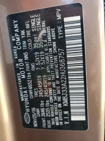 2017 HYUNDAI TUCSON LIMITED  