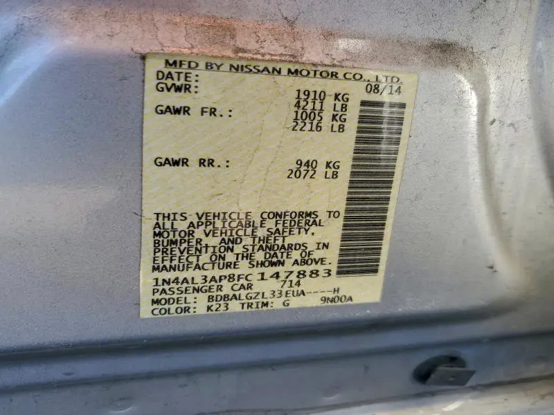 2015 NISSAN ALTIMA 2.5  