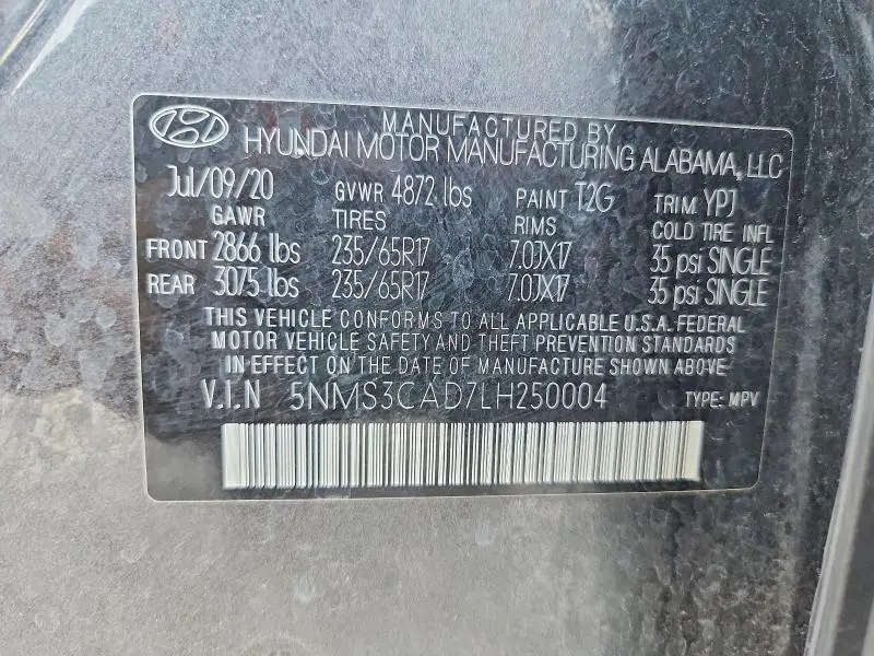 2020 HYUNDAI SANTA FE SEL  