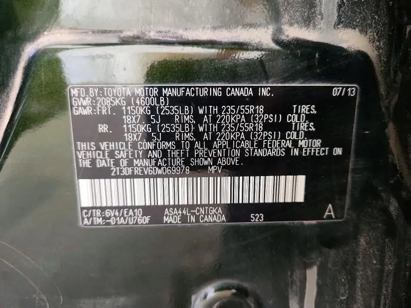 2013 TOYOTA RAV4 LIMITED  