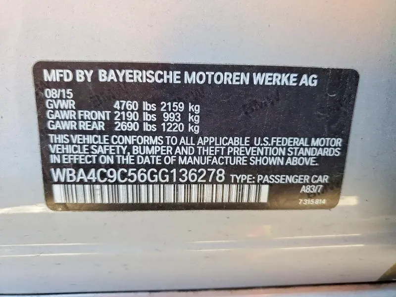 2016 BMW 428 XI GRAN COUPE SULEV  