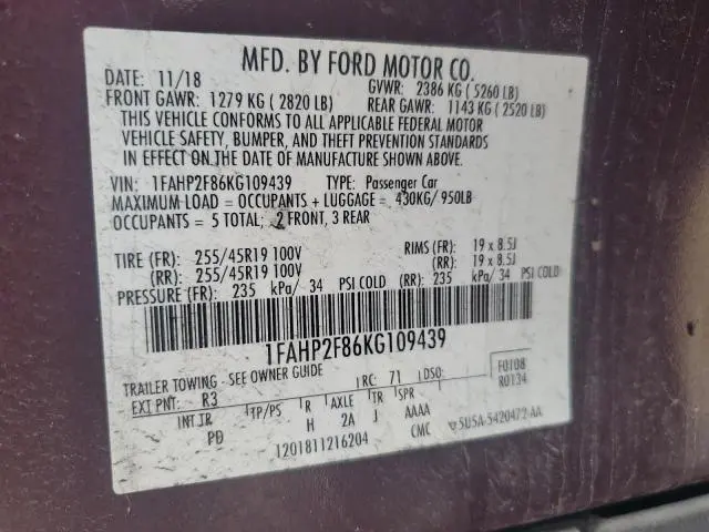 2019 FORD TAURUS LIMITED  