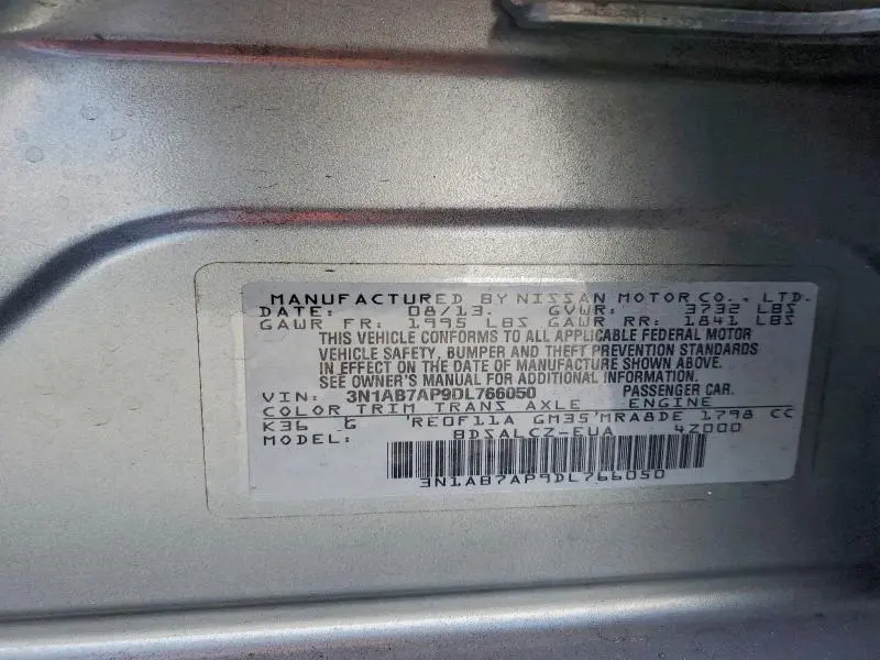 2013 NISSAN SENTRA S  