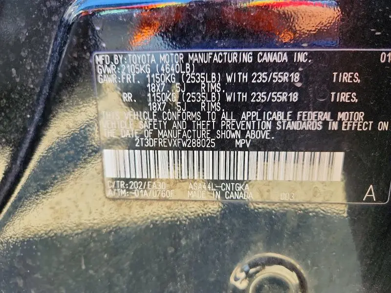 2015 TOYOTA RAV4 LIMITED  