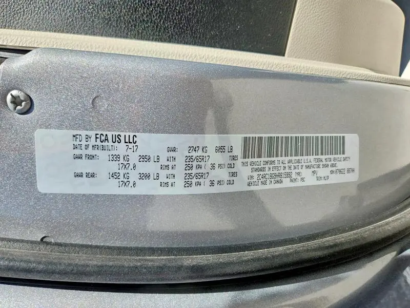 2017 CHRYSLER PACIFICA TOURING L  