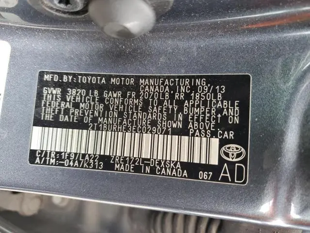 2014 TOYOTA COROLLA L  