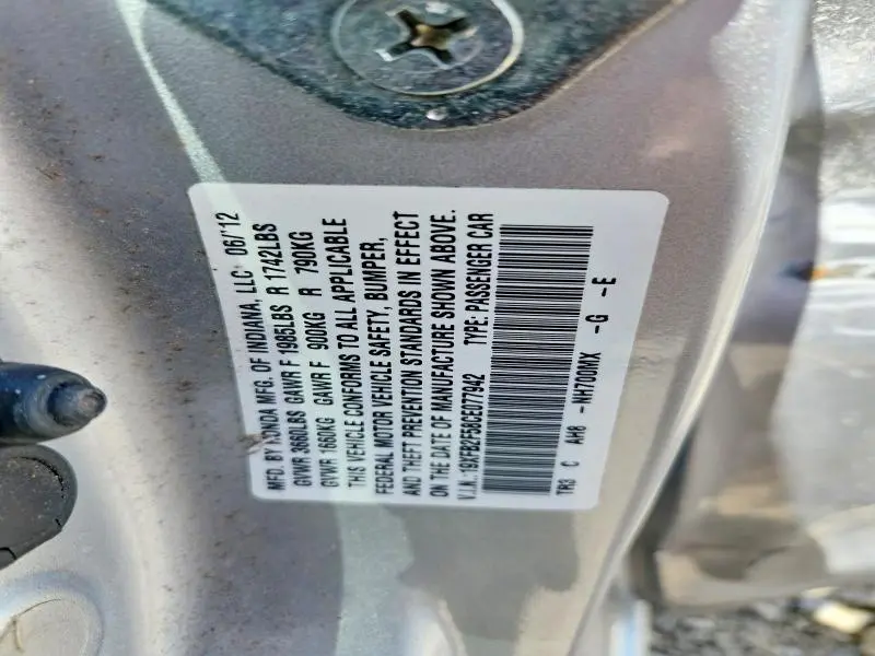 2012 HONDA CIVIC LX  