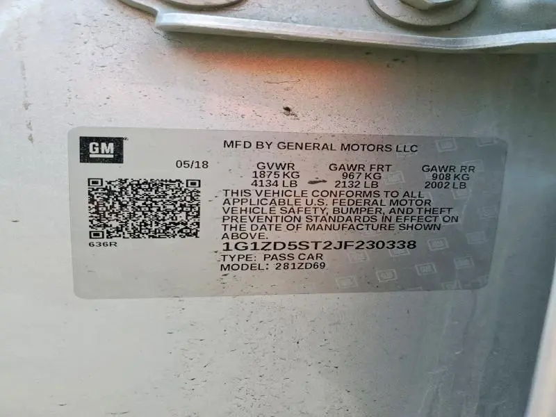 2018 CHEVROLET MALIBU LT  