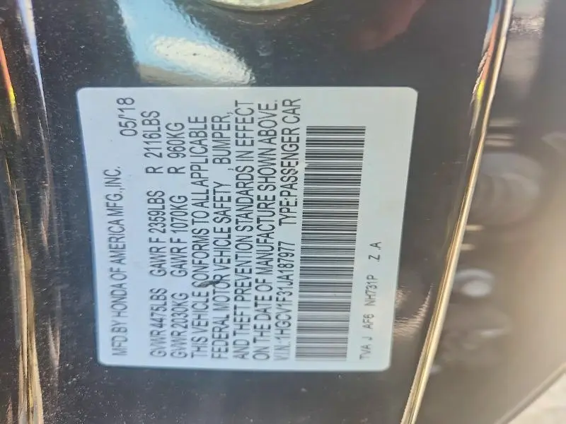 2018 HONDA ACCORD SPORT  