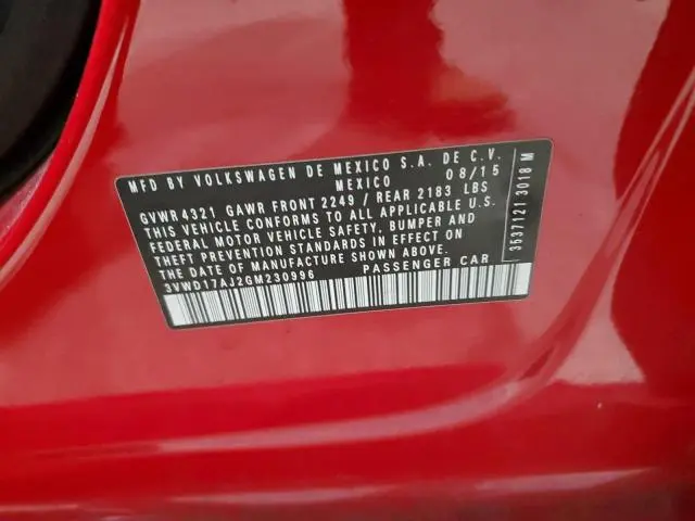 2016 VOLKSWAGEN JETTA SPORT  