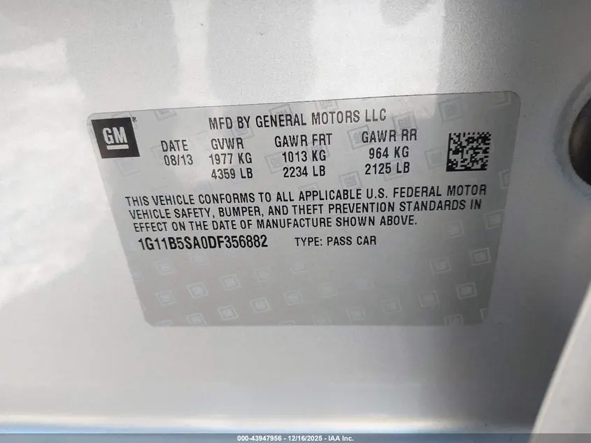 2013 CHEVROLET MALIBU 1LS