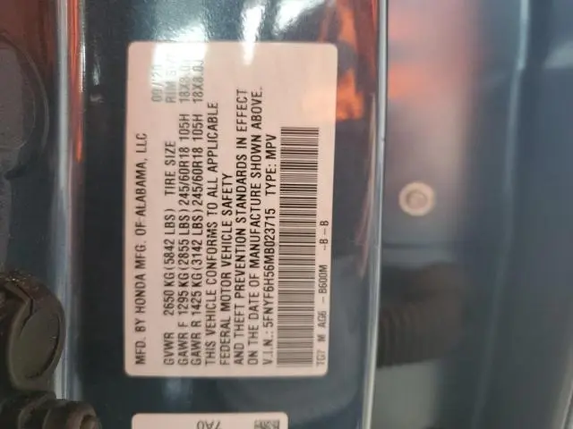 2021 HONDA PILOT EXL  