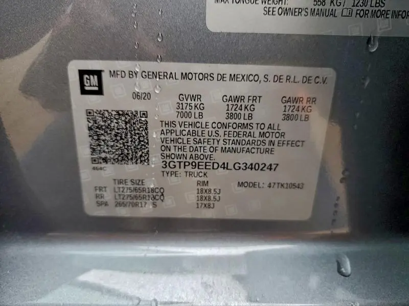 2020 GMC SIERRA K1500 AT4  