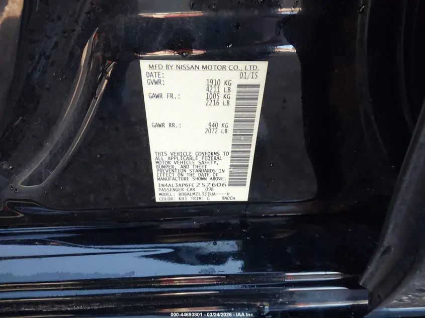 2015 NISSAN ALTIMA 2.5 SV