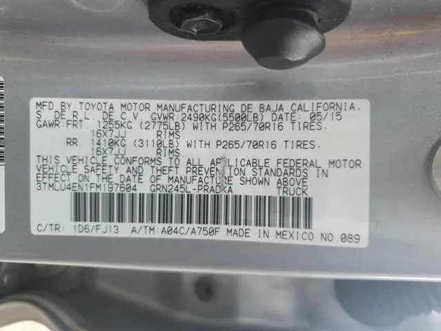 2015 TOYOTA TACOMA DOUBLE CAB  