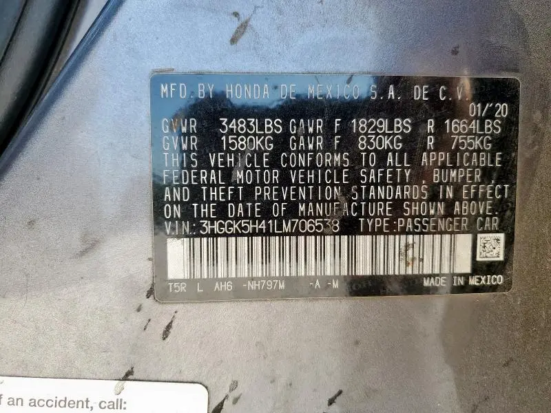 2020 HONDA FIT LX  
