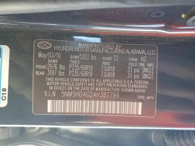 2010 HYUNDAI SANTA FE SE  