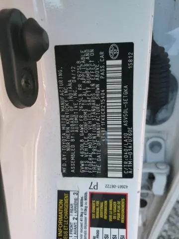 2012 TOYOTA CAMRY BASE  