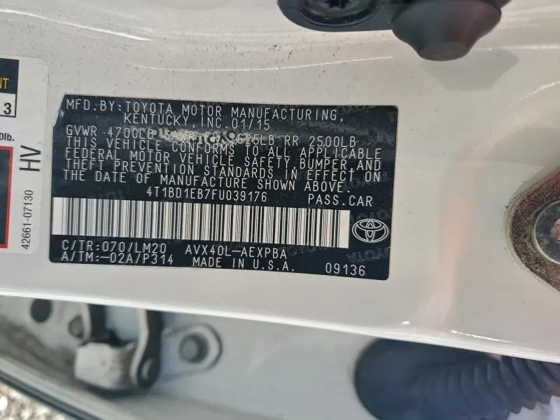 2015 TOYOTA AVALON HYBRID  