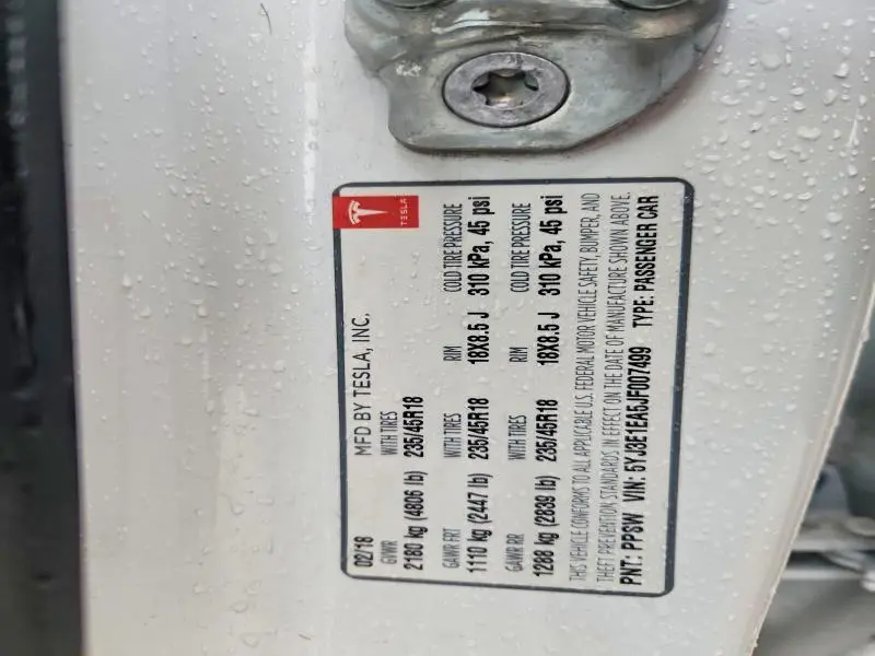 2018 TESLA MODEL 3   