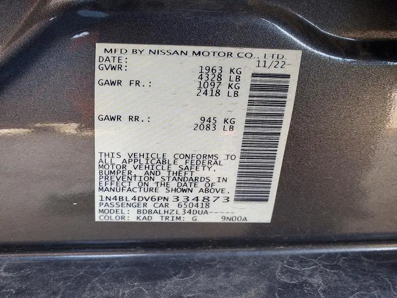 2023 NISSAN ALTIMA SV  