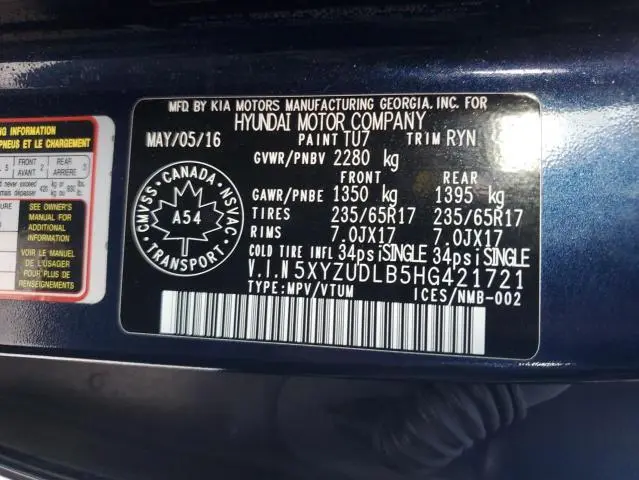 2017 HYUNDAI SANTA FE SPORT   