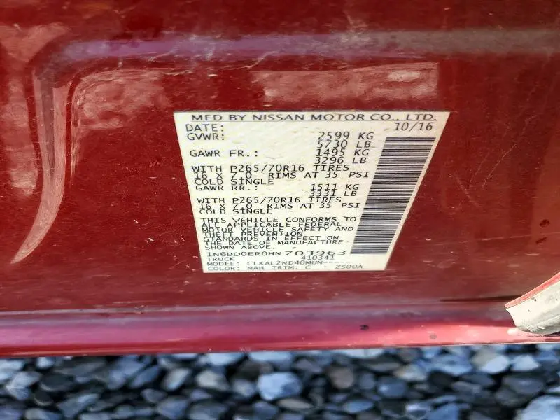 2017 NISSAN FRONTIER SV  