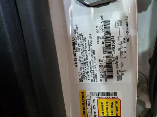 2019 FORD FUSION TITANIUM  