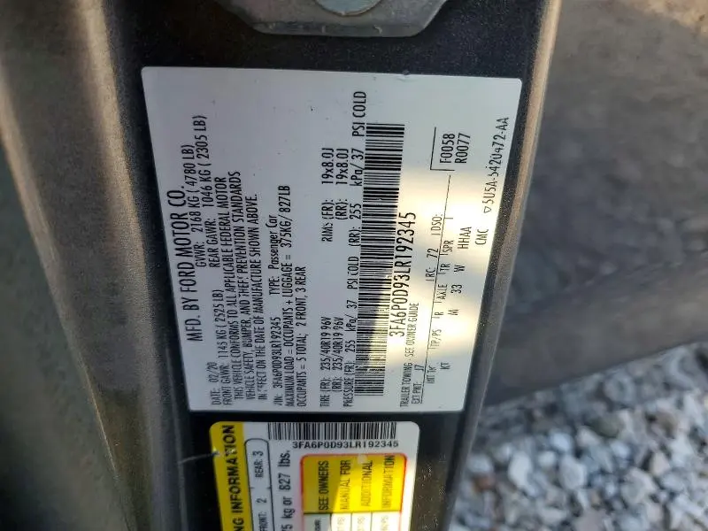 2020 FORD FUSION TITANIUM  