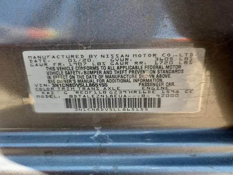 2020 NISSAN VERSA S  