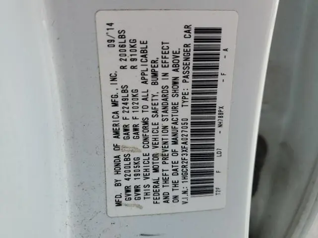 2015 HONDA ACCORD LX  