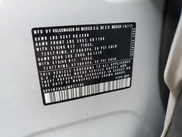 2018 VOLKSWAGEN TIGUAN S  