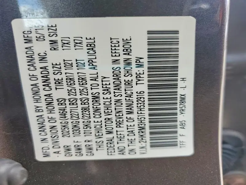 2015 HONDA CR-V EX  