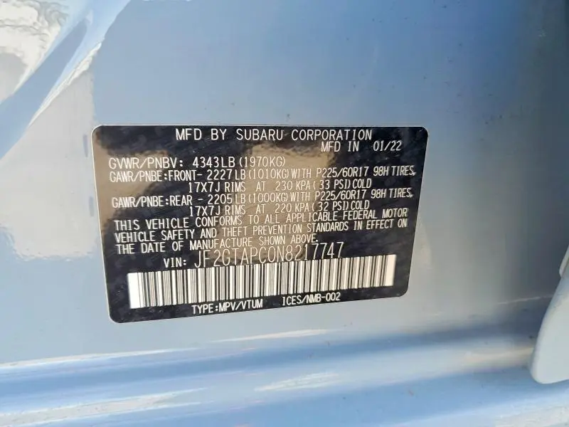 2022 SUBARU CROSSTREK PREMIUM  
