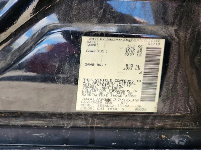 2018 NISSAN ALTIMA 2.5 S  