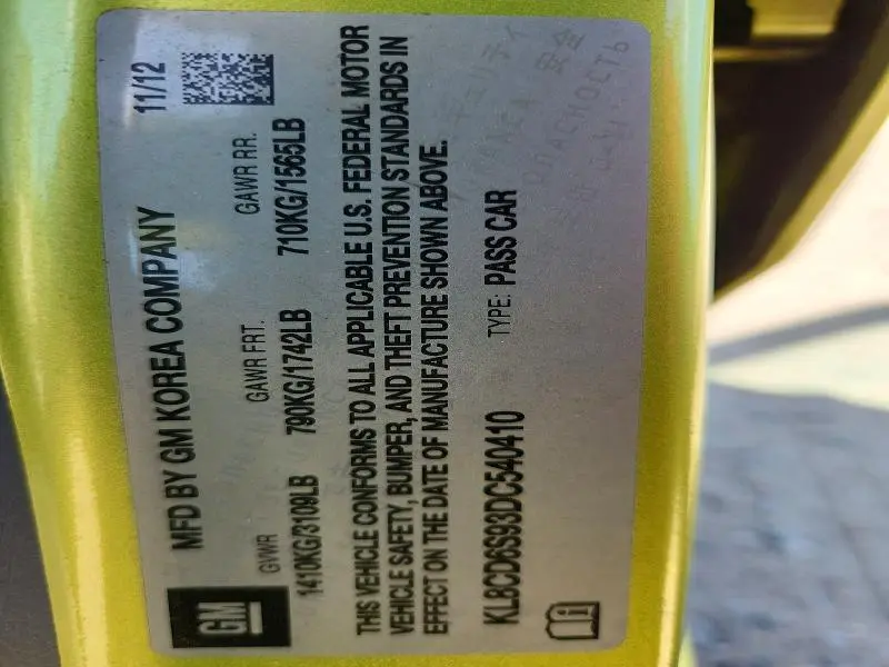 2013 CHEVROLET SPARK 1LT  