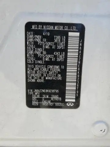 2019 INFINITI QX80 LUXE  