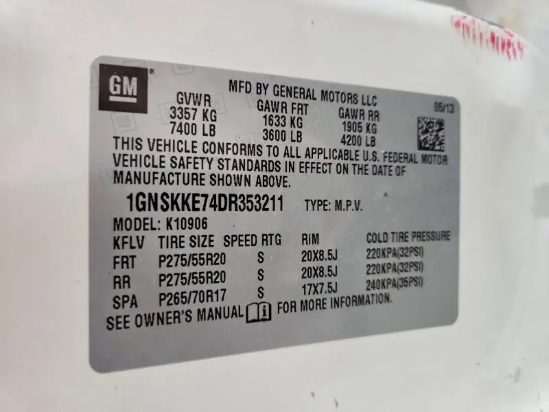 2013 CHEVROLET SUBURBAN K1500 LTZ  