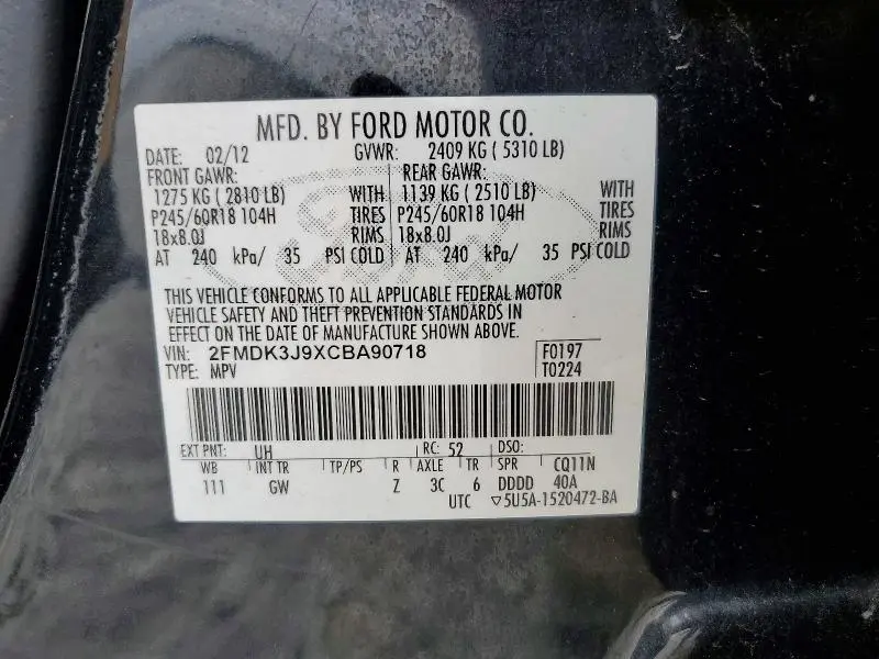 2012 FORD EDGE SEL  