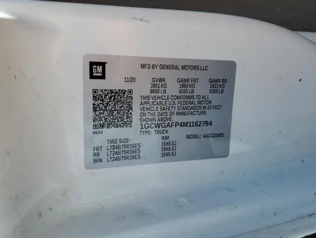 2021 CHEVROLET EXPRESS G2500   