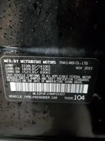 2022 MITSUBISHI MIRAGE G4 ES  