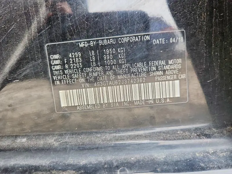 2018 SUBARU IMPREZA LIMITED  