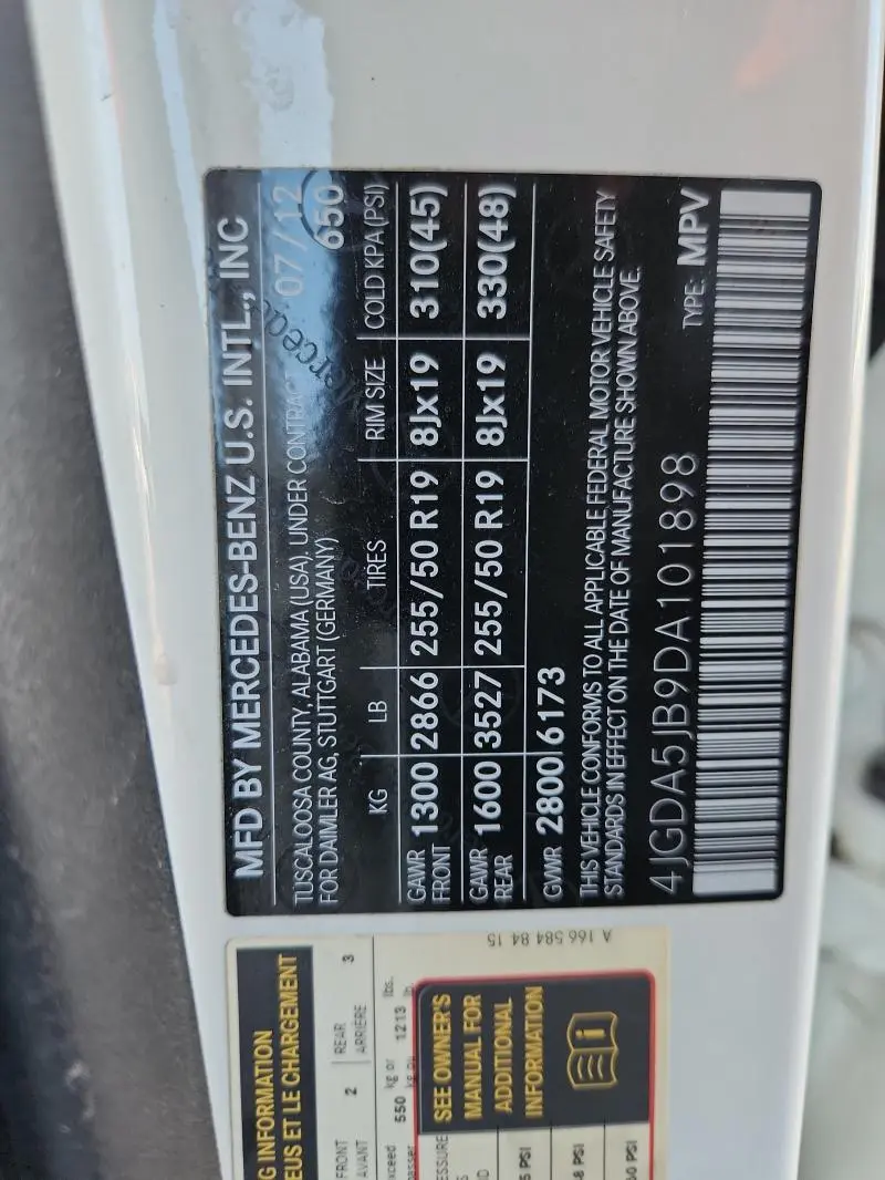 2013 MERCEDES-BENZ ML 350  